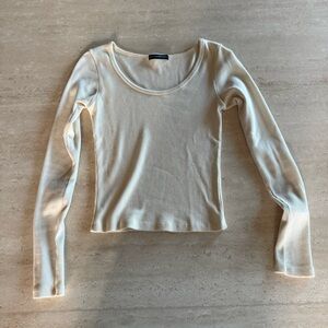 Brandy Melville cream scoop neck long sleeve top